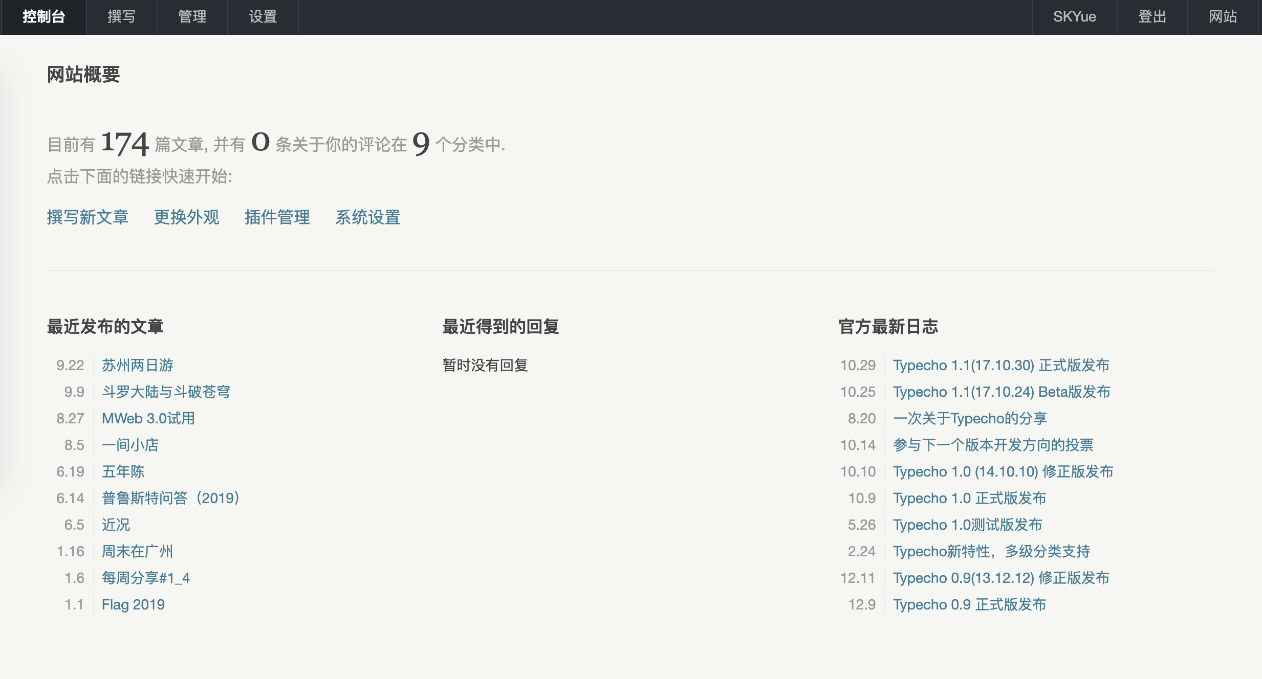 Typecho后台