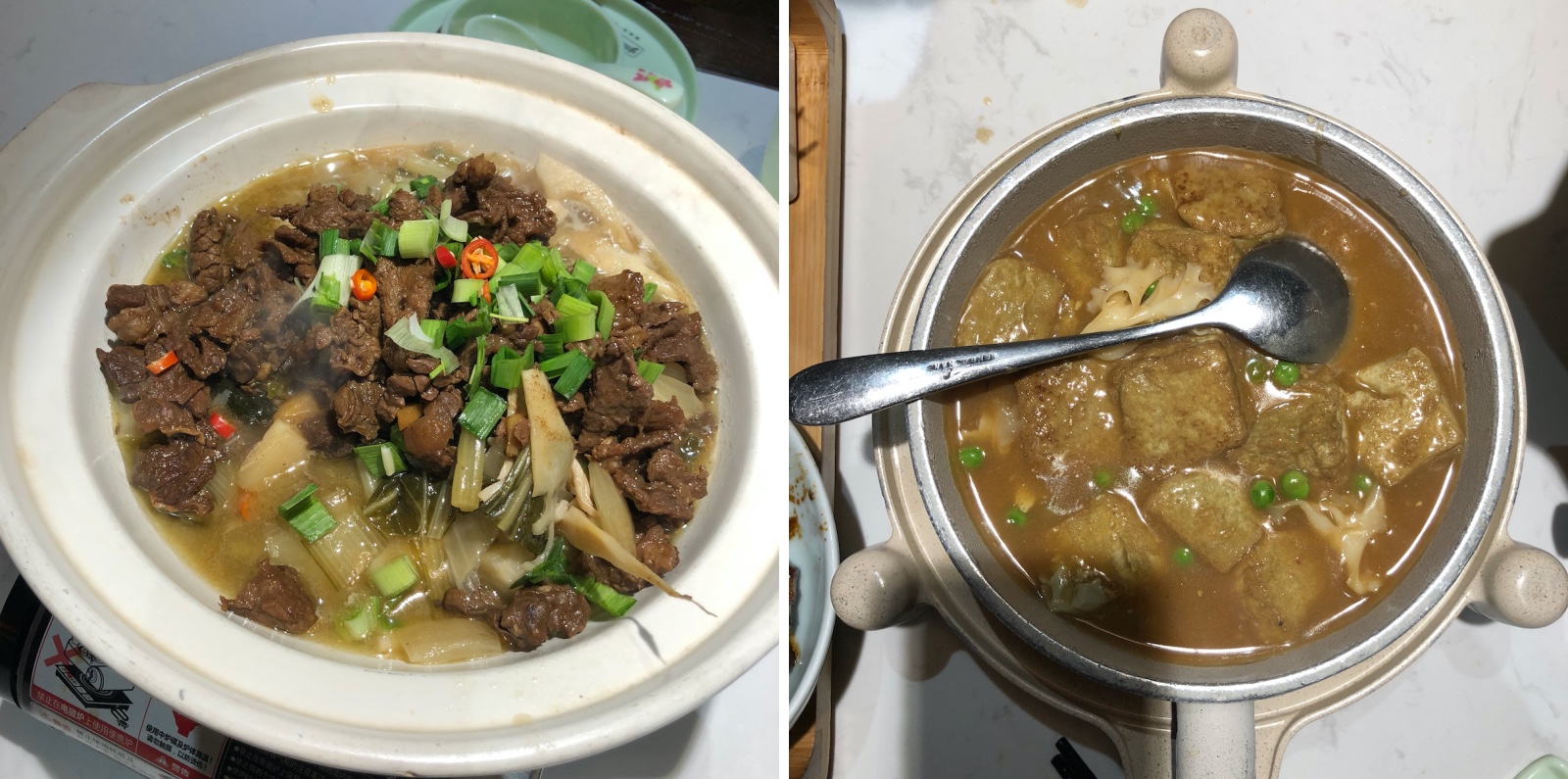 黄牛肉火锅和婆留豆腐