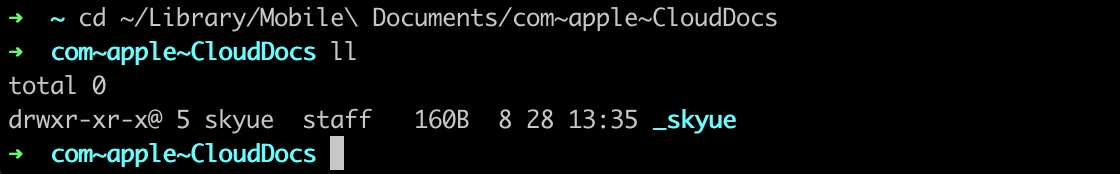 命令行看到的iCloud Drive目录