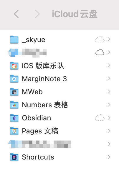 Finder的iCloud Drive中显示的目录